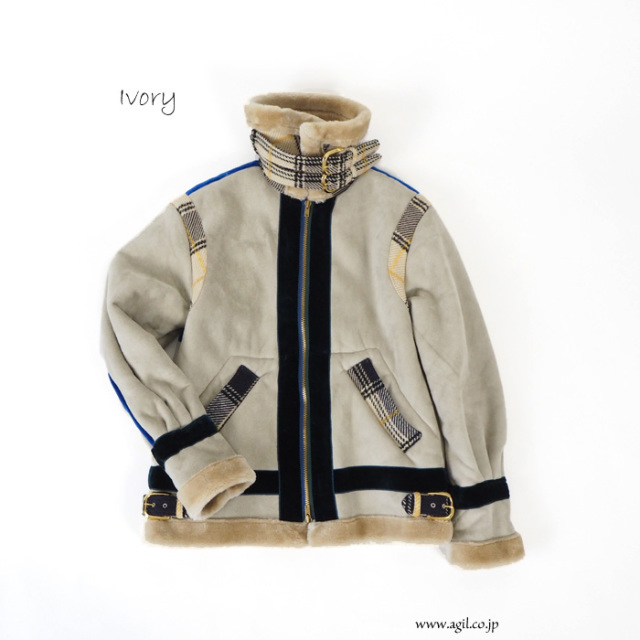 HISUI HIROKOITO (ヒスイヒロコイトウ) フェイクファー ムートン ブルゾン レディース