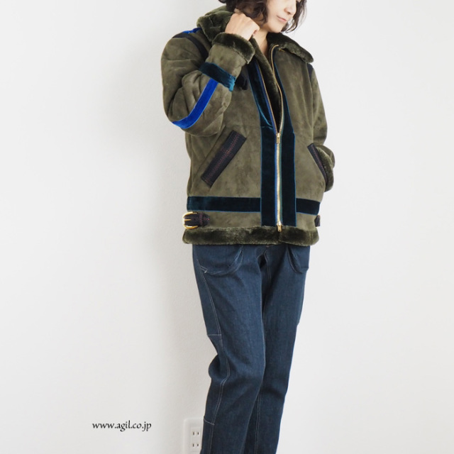 HISUI HIROKOITO (ヒスイヒロコイトウ) フェイクファー ムートン ブルゾン レディース