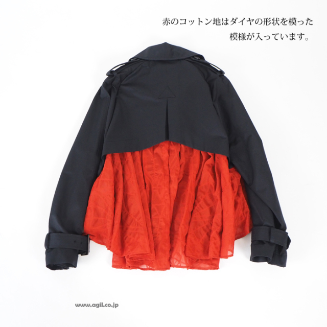 HISUI HIROKOITO ヒスイヒロコイトウ ショート トレンチジャケット 異素材使い レディース