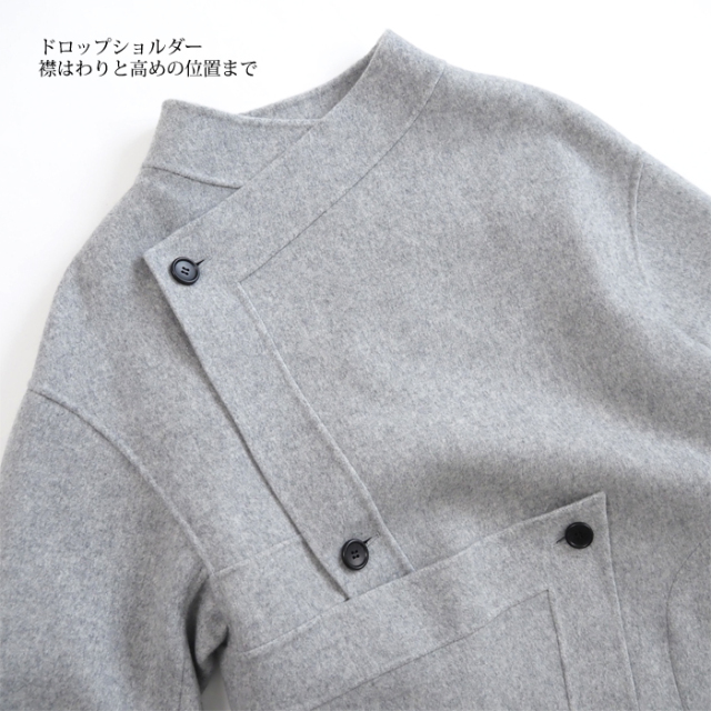 HISUI HIROKOITO ヒスイヒロコイトウ ウールハーフコート リバーシブル ジグザグ レディース