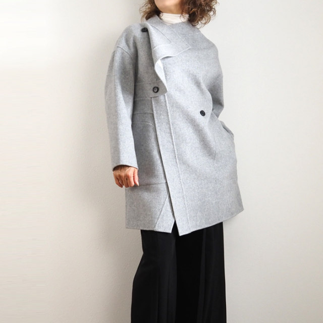 HISUI HIROKOITO ヒスイヒロコイトウ ウールハーフコート リバーシブル ジグザグ レディース