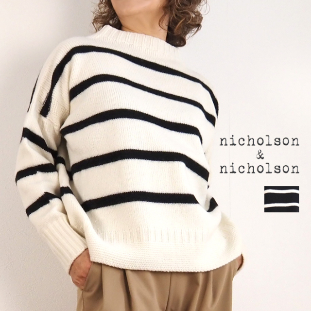 nicholson and nicholson ニコルソンアンドニコルソン プルオーバーボーダーニット レディース