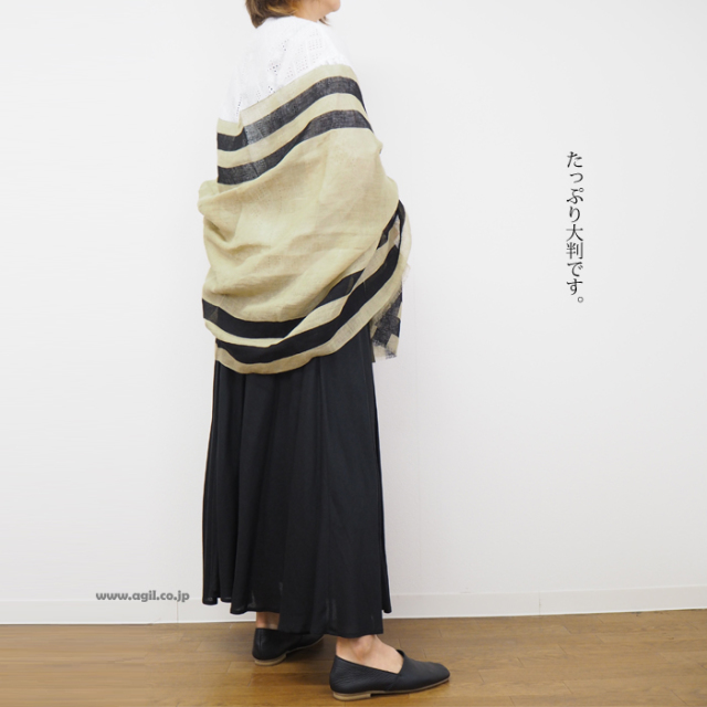 MARFA マーファ リネンストール 長方形 大判 春夏 レディース