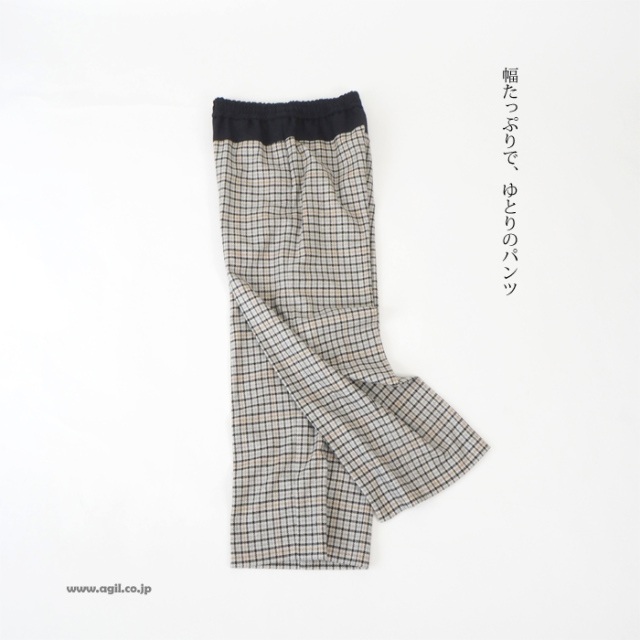 NICO,nicholson & nicholson ニコ,ニコルソンアンドニコルソン チェック柄ワイドイージーパンツ レディース
