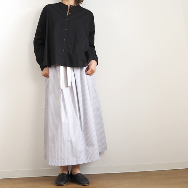 NICO,nicholson&nicholson ニコ,ニコルソンアンドニコルソン ストライプ タックフレアーマキシスカート レディース