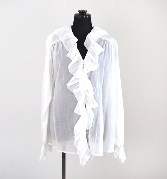 Liyoca リヨカ コットンシフォンフリルブラウス シアー 長袖 レディース