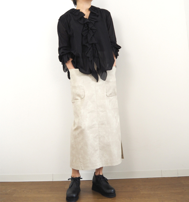 Liyoca リヨカ コットンシフォンフリルブラウス シアー 長袖 レディース