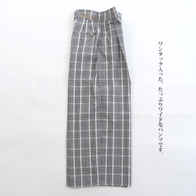 Liyoca リヨカ パンツ チェックタックワイドパンツ レディース