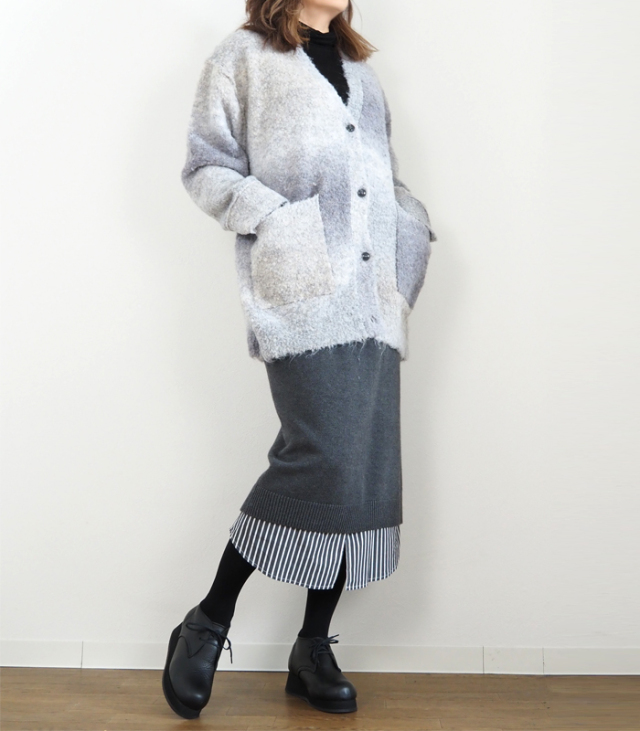 Liyoca リヨカ グラデーションニットカーディガン ３G天竺スペースダイ レディース