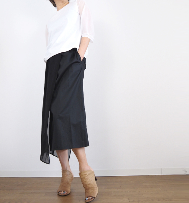 nicholson & nicholson  ニコルソンアンドニコルソン コットンオーガンジーラップスカート ブラック