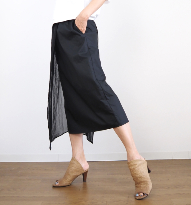 nicholson & nicholson  ニコルソンアンドニコルソン コットンオーガンジーラップスカート ブラック