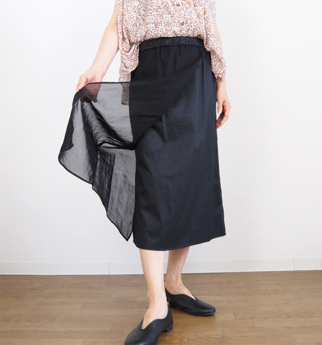 nicholson & nicholson  ニコルソンアンドニコルソン コットンオーガンジーラップスカート ブラック