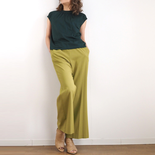 【マドモアゼルノンノン】リネンチェックシャツ 38 ノーカラー グリーン 日本製 manon（マノン）商品一覧（シャツなど） | キナリノモール