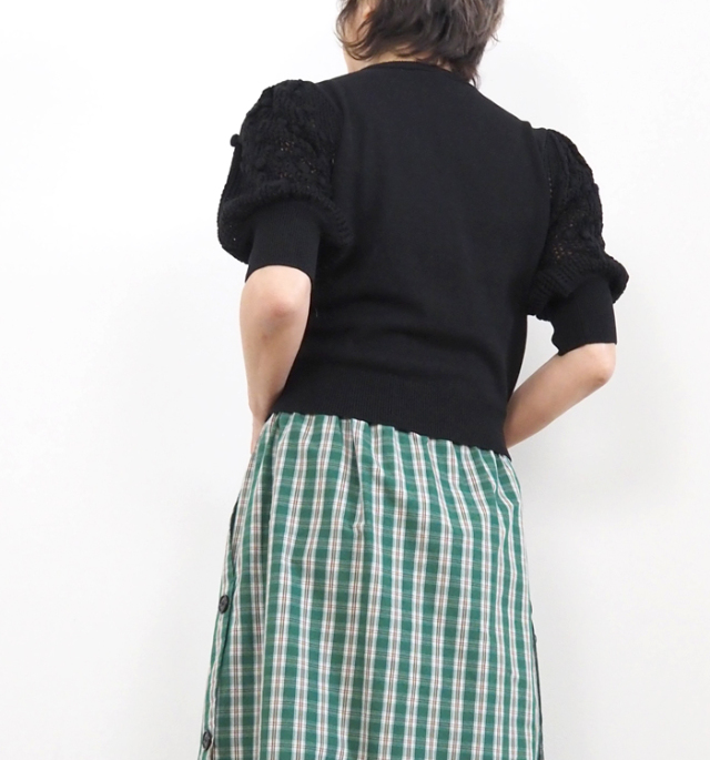 MANON マノン レースパフスリーブニット プルオーバー レディース