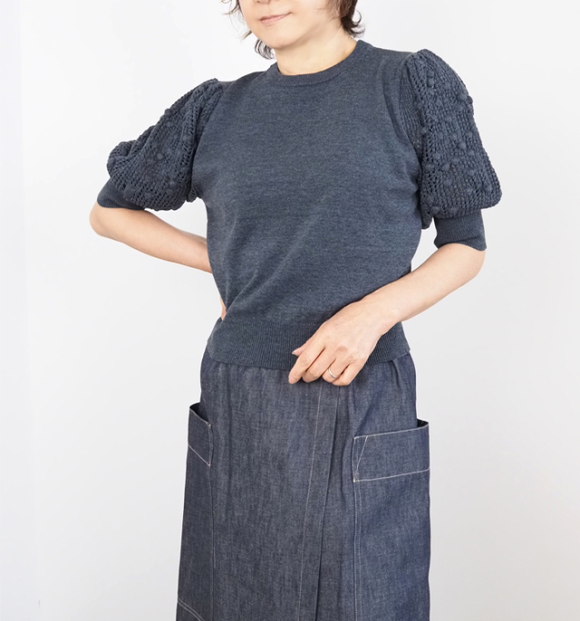 MANON マノン レースパフスリーブニット プルオーバー レディース