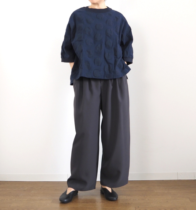 MANON マノン ３タックワイドパンツ 後ろゴム きれいめ