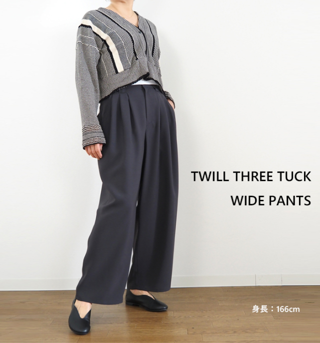 MANON マノン ３タックワイドパンツ 後ろゴム きれいめ