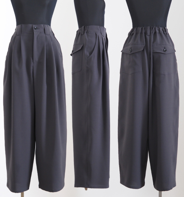 MANON マノン ３タックワイドパンツ 後ろゴム きれいめ