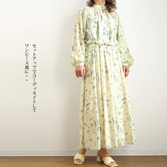MANON マノン プリントギャザーブラウス フラワー 花柄 レディース