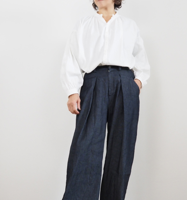 マノン　デニム　ブルー＋黒34サイズ MANON マノン デニムアミカルシャツ 長袖 レディース mnn-sh-274