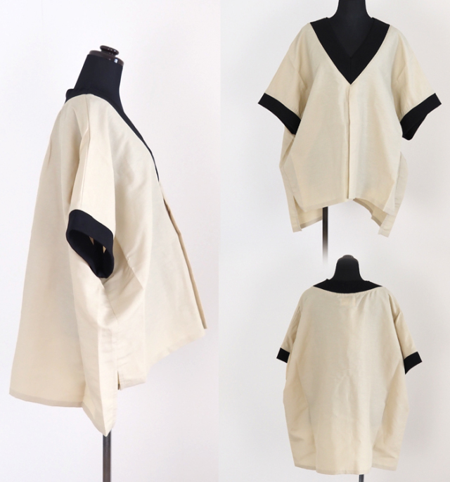 MANON マノン プルオーバーシャツ Vネック リネンナイロン レディース