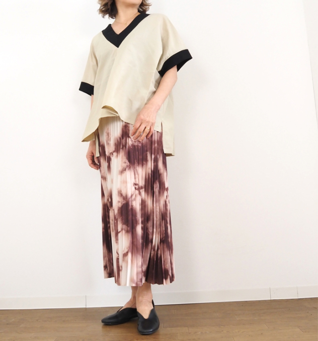 MANON マノン プルオーバーシャツ Vネック リネンナイロン レディース