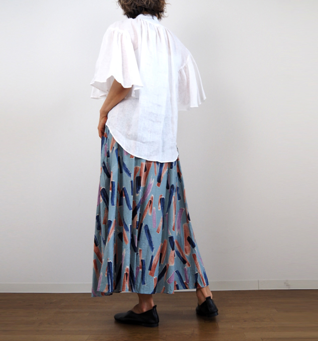MANON マノン フレアースリーブ リネンアミカルシャツ レディース