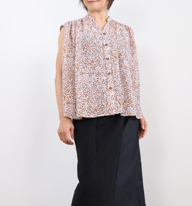 ヒロミ6恋人岬フラワーprintフレンチスリーブOP（GR)・（NV) 美人百花6月号掲載】フレンチスリーブニット Tシャツ / any SiS