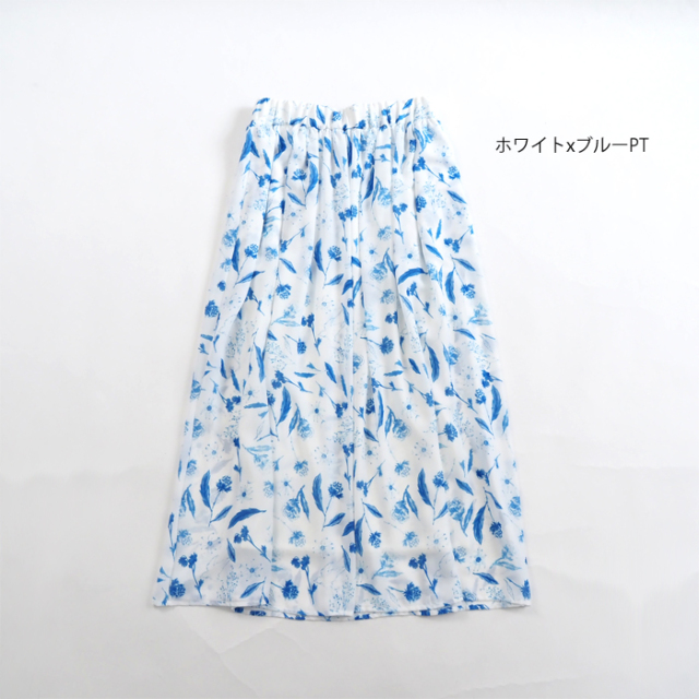 MANON マノン プリントギャザースカート フラワー 花柄 ロング丈 レディース