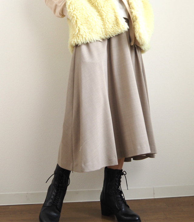 MANON マノン フレアスカート ウールブレンド ミディ丈 レディース