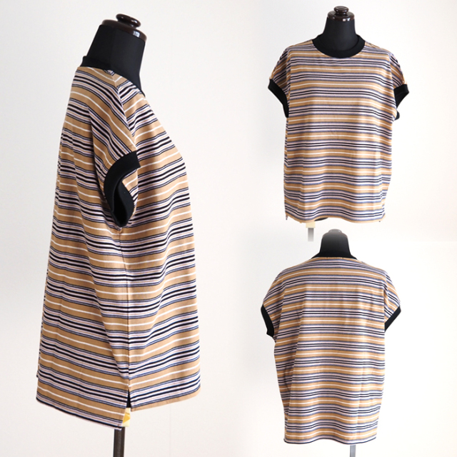 SALE カットソー MANON マノン プルオーバー ランダムボーダー レディース 20代 30代 40代 50代 MANON マノン メッシュリネン プルオーバーシャツ スウィッチ