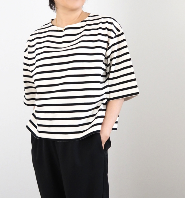 MANON マノン ボートネックボーダーTシャツ レディース
