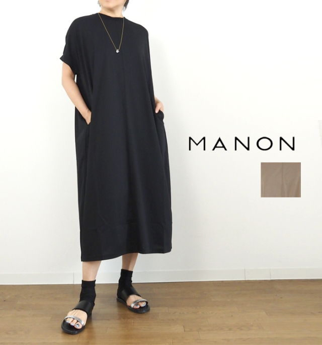 MANON マノン ハイゲージ天竺 クルーネックサックワンピース