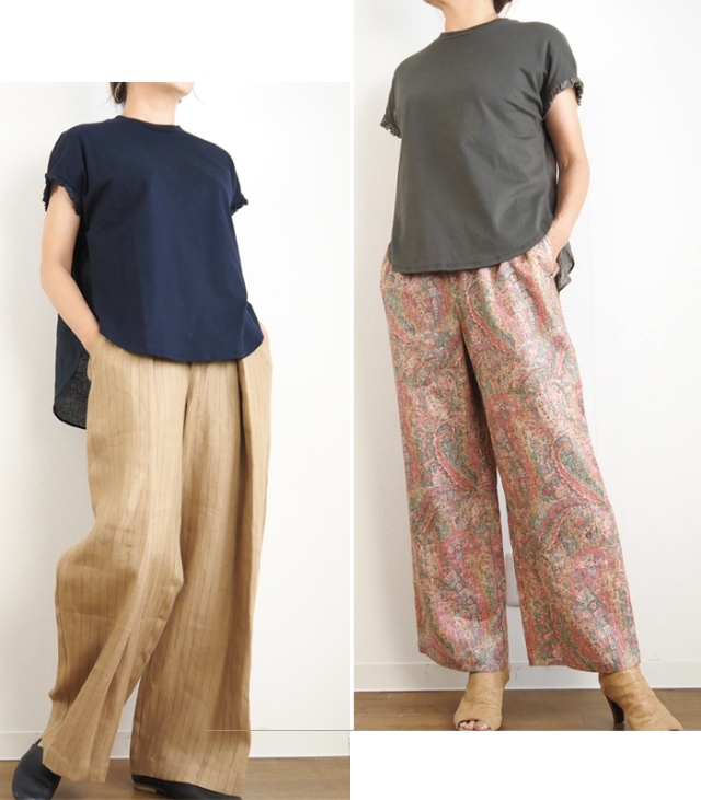 MANON マノン カットフリルコンビシャツ フレンチスリーブ レディース