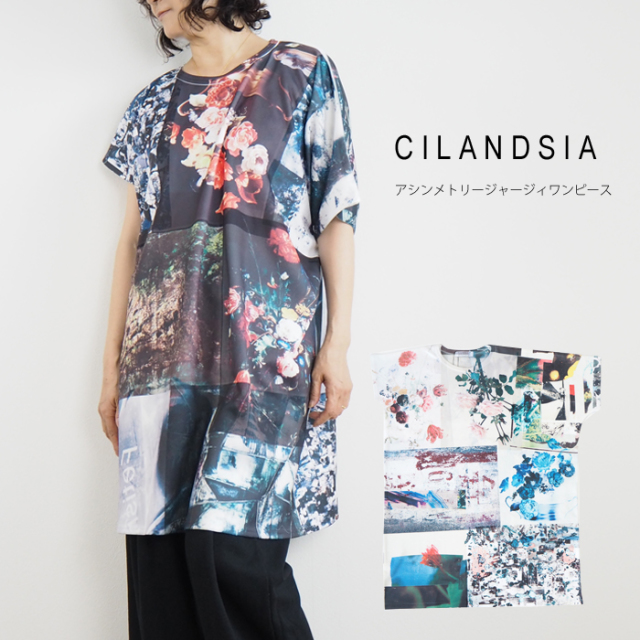 CILANDSIA(チランドシア) アシンメトリーワンピース ジャージィ