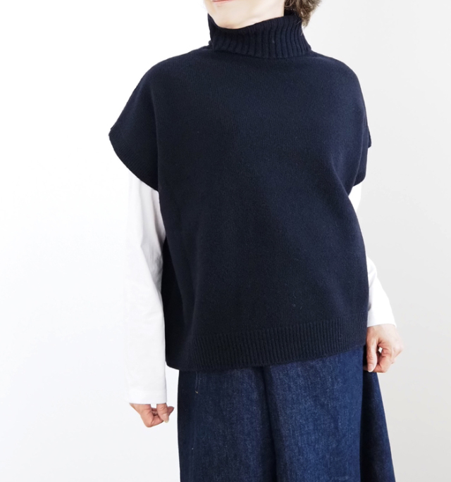 nicholson and nicholson ニコルソンアンドニコルソン 前後2WAY ニットベスト タートルネック ウール レディース