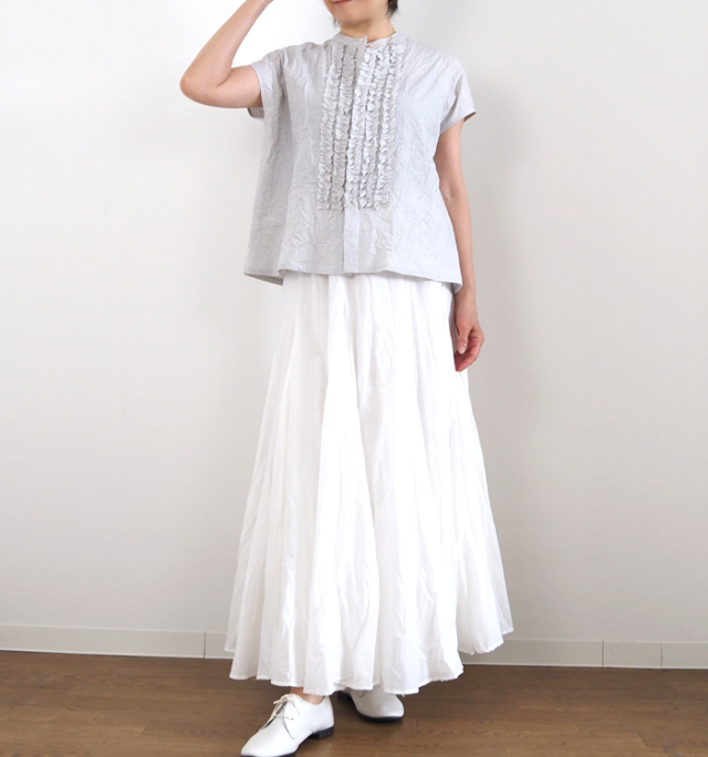 nicholson and nicholson ニコルソンアンドニコルソン シワ加工 フリルブラウス