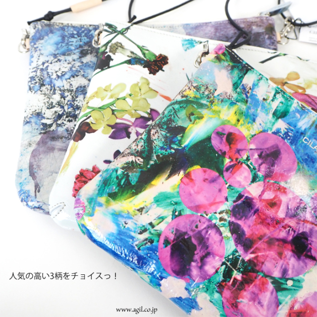 CILANDSIA(チランドシア) サコッシュ 牛革プリントレザー ラミネート加工 メンズ レディース