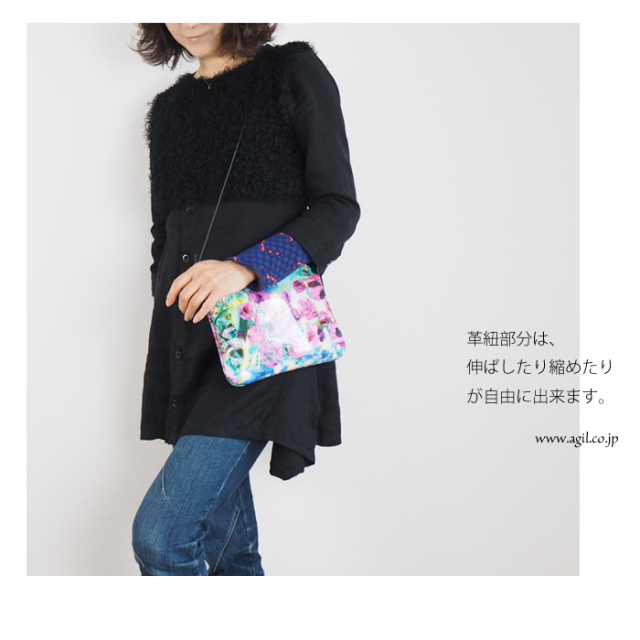 CILANDSIA(チランドシア) サコッシュ 牛革プリントレザー ラミネート加工 メンズ レディース