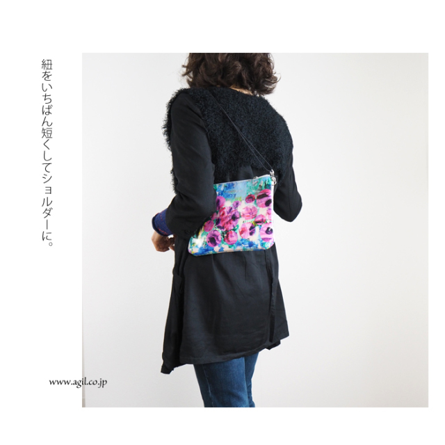 CILANDSIA(チランドシア) サコッシュ 牛革プリントレザー ラミネート加工 メンズ レディース