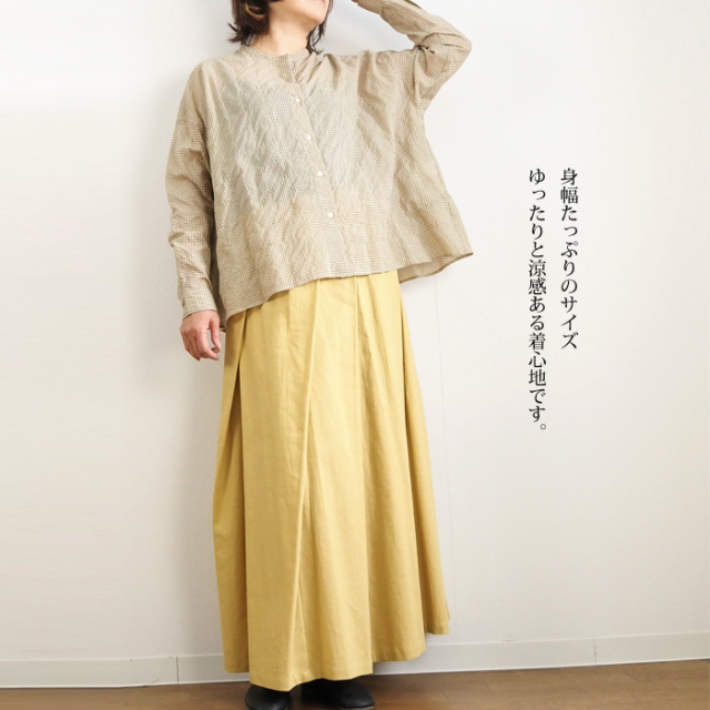 NICO,nicholson&nicholson ニコ,ニコルソンアンドニコルソン バックギャザーフリル バンドカラーシャツ レディース