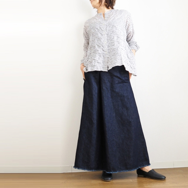 nicholson&nicholson バンドカラーチェックシャツ