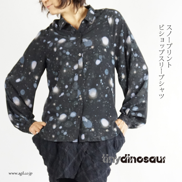 tiny dinosaur(タイニーダイナソー) スノープリント長袖ブラウス ブラック系 レディース 送料無料