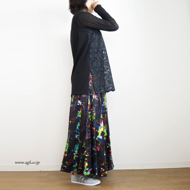 tiny dinosaur(タイニーダイナソー) ノースリーブ レースチュニック ブラック レディース 