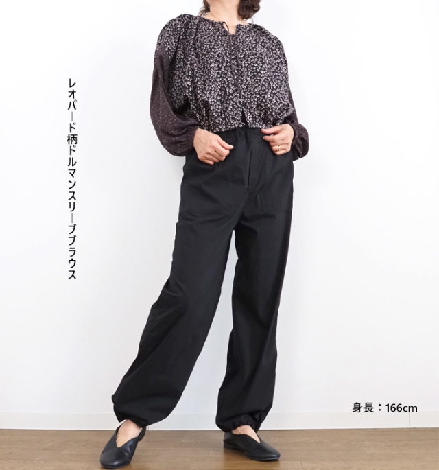 tiny dinosaur タイニーダイナソー ドルマンスリーブブラウス レオパード柄 レディース