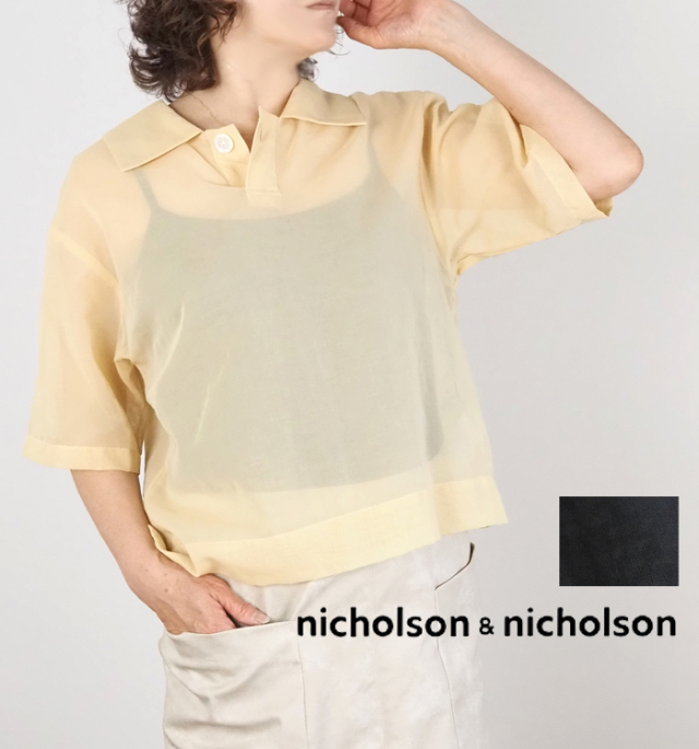 nicholson and nicholson ニコルソンアンドニコルソン シアー素材 プルオーバーポロブラウス