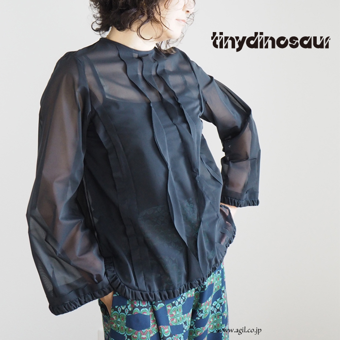 tiny dinosaur(タイニーダイナソー) シースルー プルオーバーブラウス ダークネイビー レディース｜送料無料