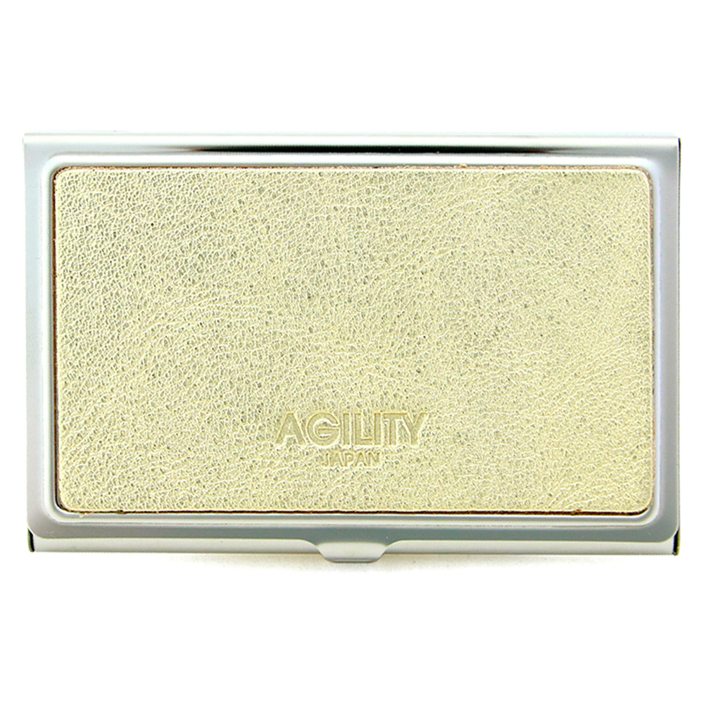 カードケース 名刺入れ 金属 ステンレス 牛革 レザー