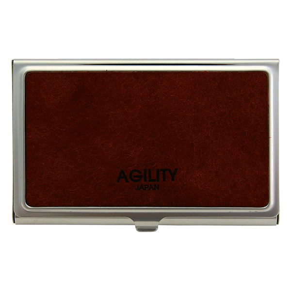 カードケース 名刺入れ 金属 ステンレス 牛革 レザー