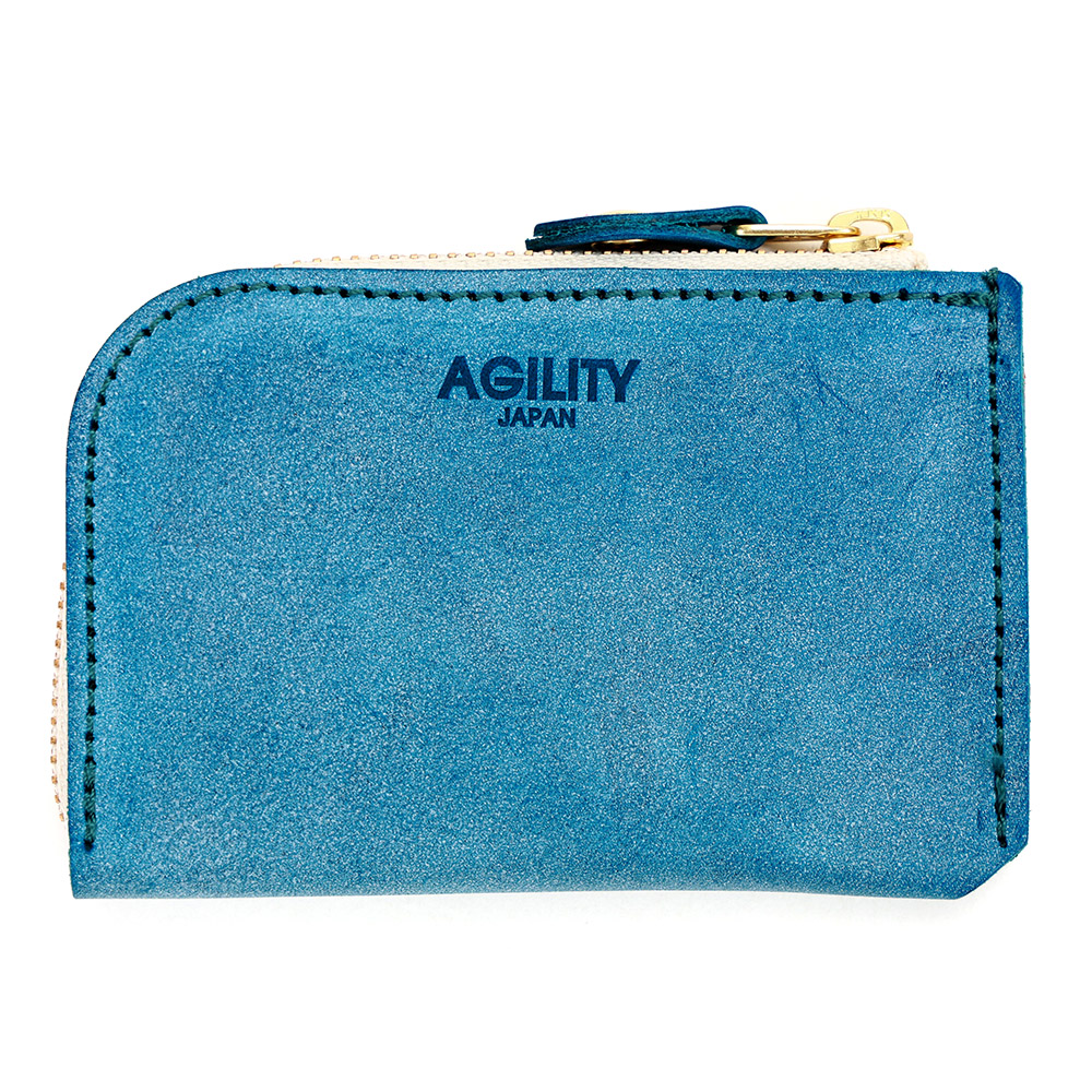 財布 極小財布 コインケース 小銭入れ ミニ財布 コンパクト L字ファスナー ターコイズブルー